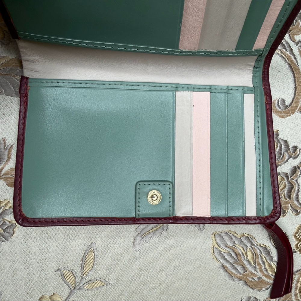 RADLEY LONDON Burgundy with pink green and white accents  Wallet with Dog Logo - Picture 6 of 14